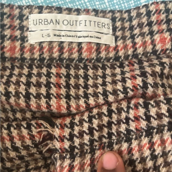 Urban Outfitters Houndstooth Fringe Plaid Wrap Skirt ASO Kirby Anders in Dynasty - Picture 6 of 7